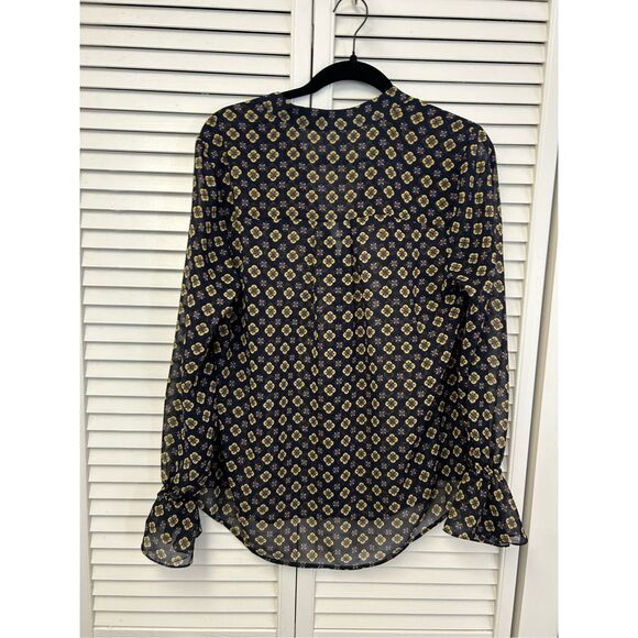 Anthropologie CAbi Mosaic Blouse Blue Yellow Top #3773 Size Medium, MSRP $89 - Picture 12 of 13